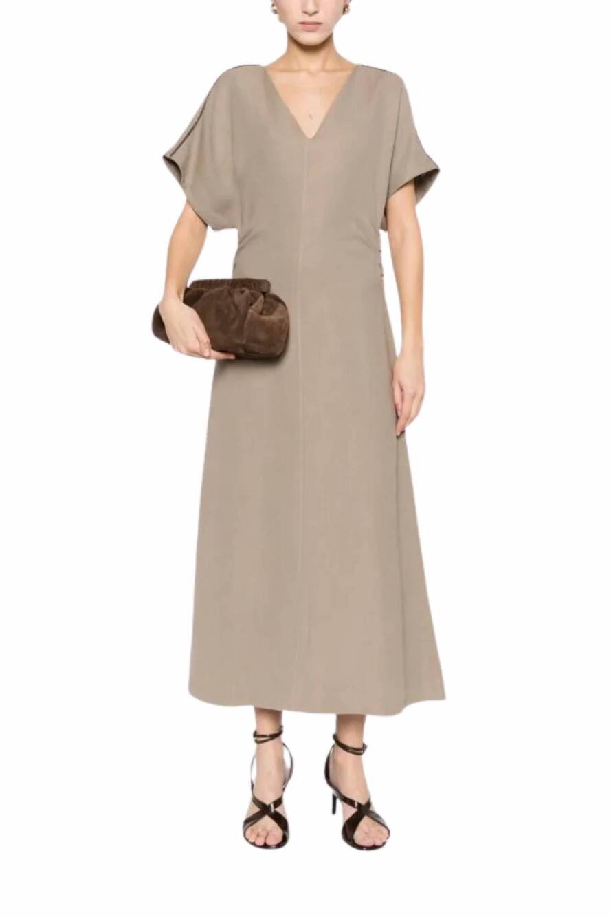 NEW BRUNELLO CUCINELLI monili midi dress in beige